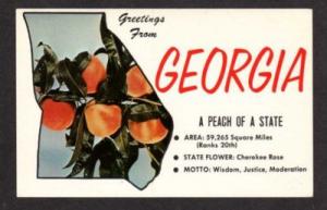 GA Greetings from GEORGIA Peach State Postcard PC