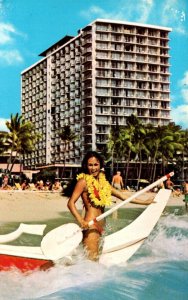 Hawaii Waikiki The Outrigger Hotel With Beautiful Native Girl