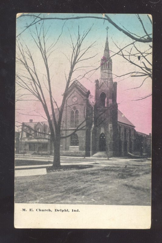 DELPHI INDIANA METHODIST EPISCOPAL CHURCH VINTAGE POSTCARD 1911