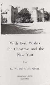 Prebends Gate Durham Castle Owner Hand Signed Rare Christmas Greetings Postcard