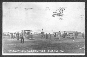 AIRPLANE FIELD VIEW CHICAGO ILLINOIS INTERNATIONAL AVIATION MEET POSTCARD 1911