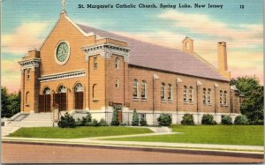 Vtg St Margaret's Catholic Church Spring Lake New Jersey NJ Linen Postcard