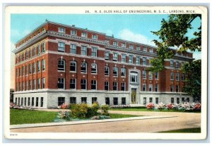 c1920's R.E. Olds Hall Engineering M.S.C. Exterior Lansing Michigan MI Postcard
