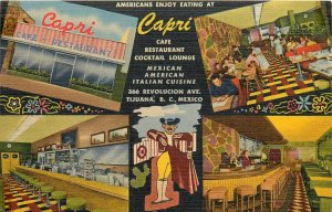 Postcard 1940s Tijuana Mexico BC Capri Cafe Restaurant Cocktail lounge MX24-3101