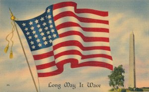 Long May It Wave - Flag of the United States - 48 Star Flag - pm 1942 - Linen