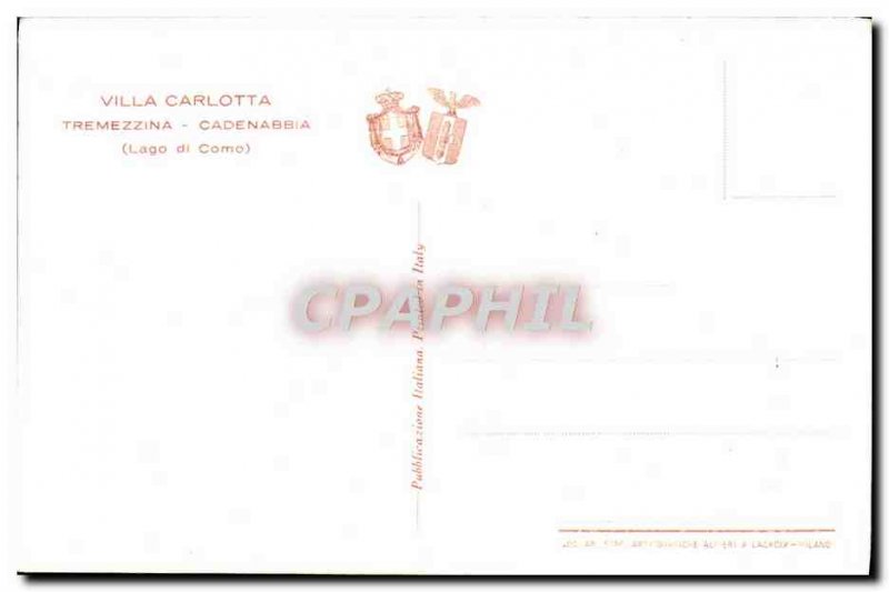 Postcard Old Tremezzina Villa Carlotta Cadenabbia Lake Como