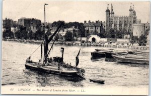 Postcard - The Tower of London from River - London, England