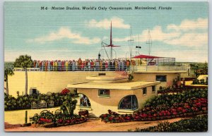 Marineland Florida~Crowds @ Marine Studios Oceanarium~Vintage Linen Postcard