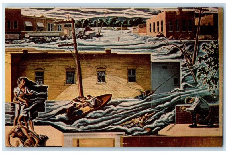 c1940 Mural Louis Freund Located First National Bank Harrison Arkansas Postcard