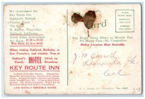 c1910's Front View Key Route Inn Hotel Exterior Oakland CA Advertising Postcard