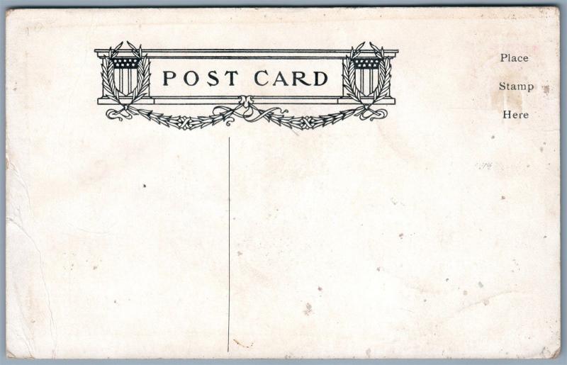 CARTHAGE NY THE ELMHIRST ADVERTISING ANTIQUE POSTCARD garage us flags