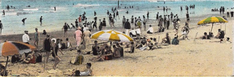 FLORIDA BEACHES~POEM BY KING A WOODBURN~BEACH SCENE POSTCARD 1920s