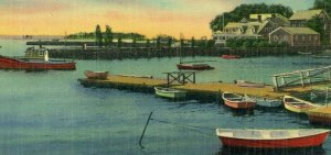 Postcard Early View of Waterfront from Town Wharf in Marion, MA.    S6