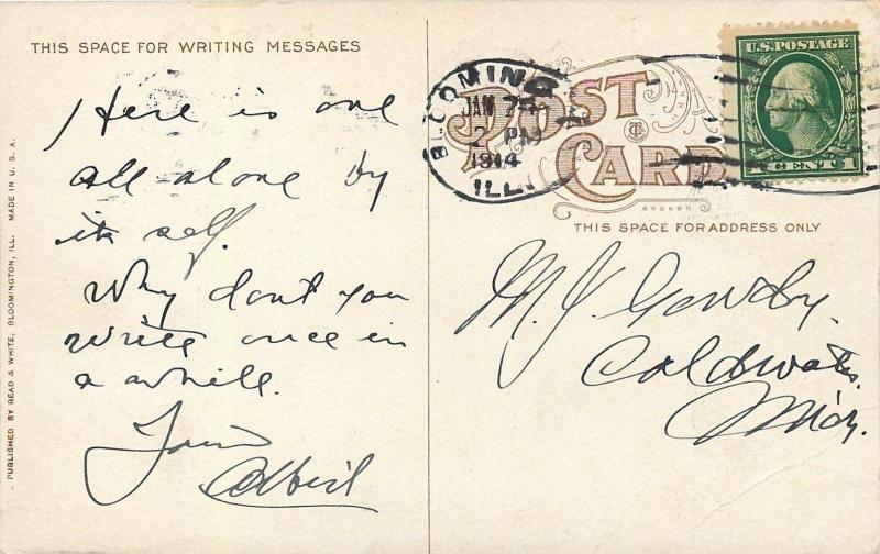 Bloomington Illinois~Post Office Building~1914 Postcard 