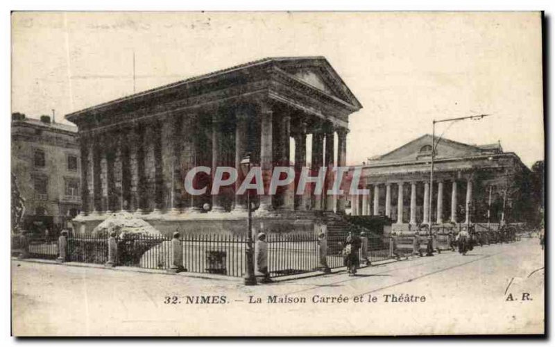 Old Postcard Nimes La Maison Carree and Theater