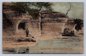 K1/ Peru Indiana Postcard c1910 The Seven Pillars Mississinewa River 254