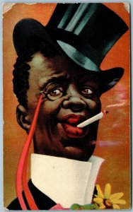 CIGARETTE SMOKER COMIC ANTIQUE POSTCARD  BLACK AMERICANA