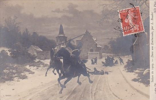 Soldiers On Horseback Salon de 1909 Dans une Embuscade 1909