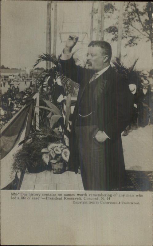 President Teddy Roosevelt Speaking at Concord NH c1905 Real Photo Postcard