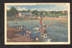 SIOUX FALLS SOUTH DAKOTA DRAKE SPRINGS SWIMMING POOL VINTAGE POSTCARD SD