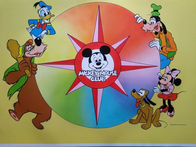 Disney Mickey Mouse Club Original Poster Licensed 1970s Donald Duck Pluto Minnie