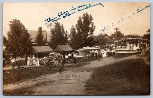 K23/ Collins Indiana RPPC Postcard c1910 Onion Day Festival Crowd 505