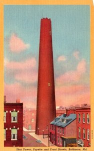 Maryland Baltimore Shot Tower Fayette and Front Streets 1940 Curteich