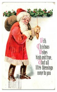 With Christmas Wishes Kind and True Santa Postcard *6T3