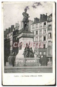 Postcard Old Paris statue of Etienne Dolet