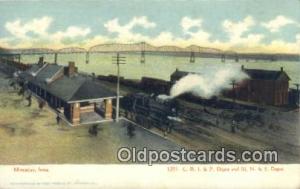 CRI & P Depot & MN & S Depot, Muscatine, IA, Iowa, USA Depot Railroad 1906 cl...