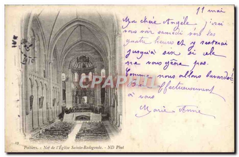 Postcard Old Nave of Poitiers & # 39Eglise Sainte Radegonde