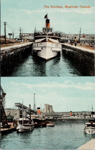 The Harbour Montreal Quebec QC Ships Multiview UNUSED Postcard D87