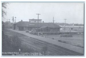 c1960 Rock-Island Columbus Junction Iowa Train Depot Station RPPC Photo Postcard