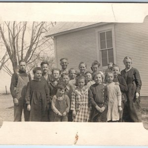 c1910s Pioneer School House RPPC Student Group Children Real Photo Teacher A171