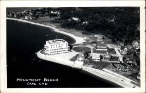 Monument Beach Cape Cod Massachusetts MA Air View Real Photo Vintage Postcard