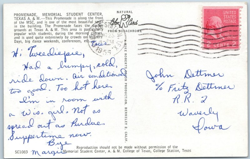 c1955 College Station TX A&M Memorial Student Center Lounge Interior Chrome