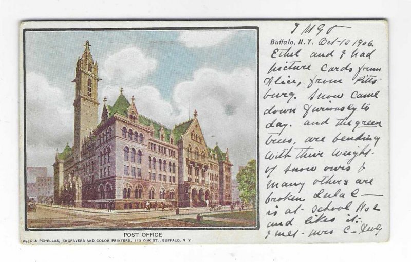 1906 Post Office, Buffalo, New York UDB Postcard