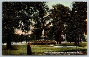 Fountain   Miller Park   Bloomington   Illinois  Postcard