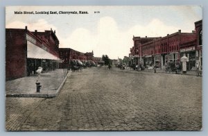 CHERRYVALE KS MAIN STREET ANTIQUE POSTCARD