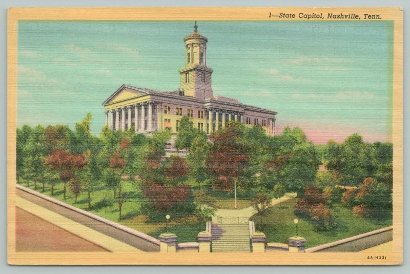 Nashville Tennessee~State Capitol~1940s Linen Postcard