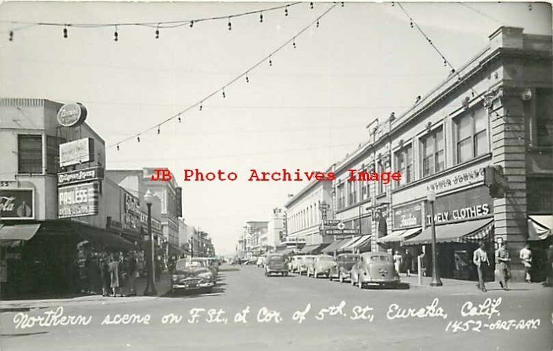 CA, Eureka, California, RPPC, F Street At Corner Of 5th St,Art-Ray Photo No 1452 