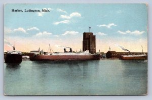 K10/ Ludington Michigan Postcard c1910 Harbor Ships Dock  245