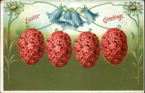 Easter Embossed Flower Eggs c1910 Postcard