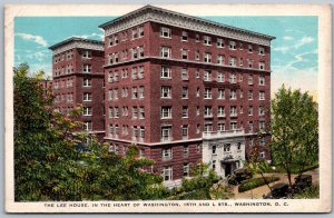 Washington DC 1920s Postcard Lee House Apartments Hotel