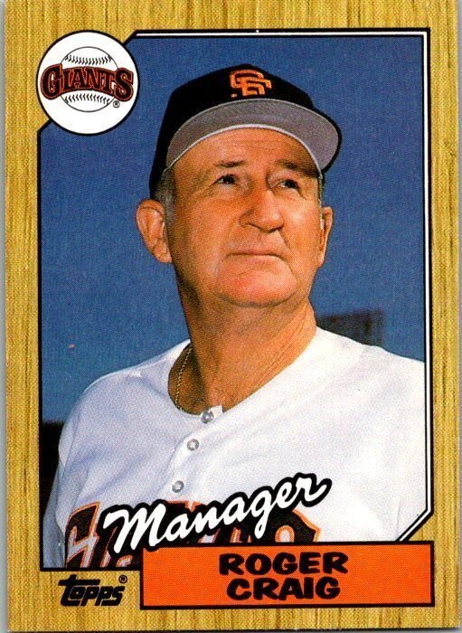 1987 Topps Baseball Card Roger Craig Manager San Francisco Giants sk3374