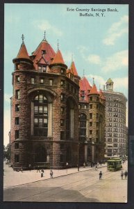 New York BUFFALO Erie County Savings Bank with Streetcar - Divided Back