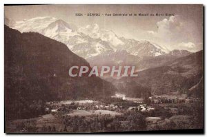 Postcard Old Servoz Vue Generale and the Mont Blanc Massif