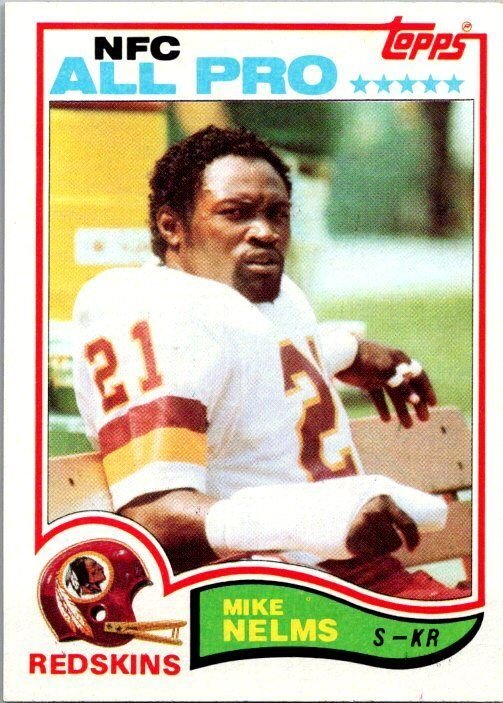 1982 Topps Football Card Mike Nelms Washington Redskins sk8971