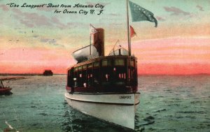 Vintage Postcard 1911 Long Port Boat From Atlantic City Ocean City New Jersey