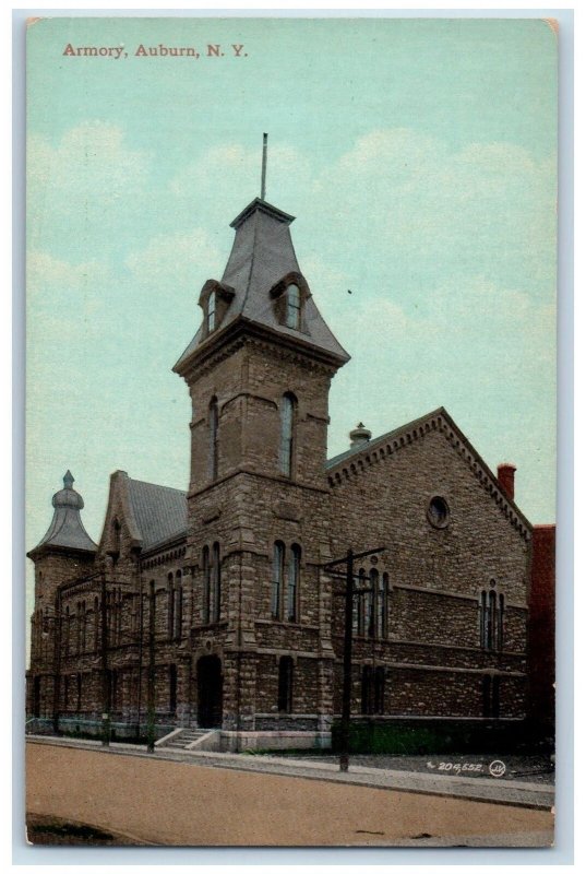 c1910's State Armory Scene Auburn New York NY Unposted Postcard 